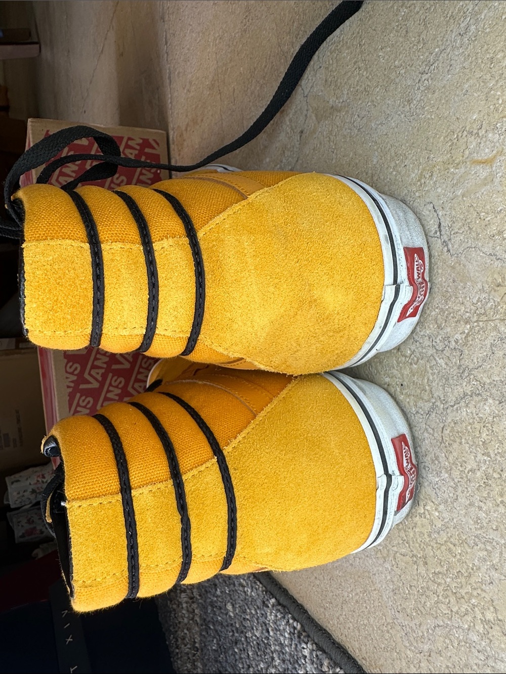 Vans Yellow High-Top Skate Sneakers with Black Laces - Picture 4 of 10